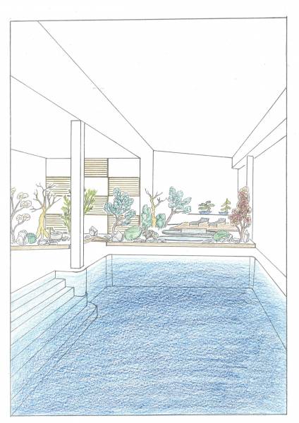 Projet d'un jardin japonais dans un espace piscine privé à l'étranger à Majorque